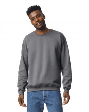 Men's Gildan 18000 Crewneck Sweatshirt Charcoal | UGOS85293