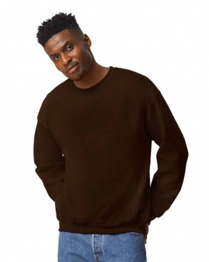 Men's Gildan 18000 Crewneck Sweatshirt Dark Chocolate | BNIP19650