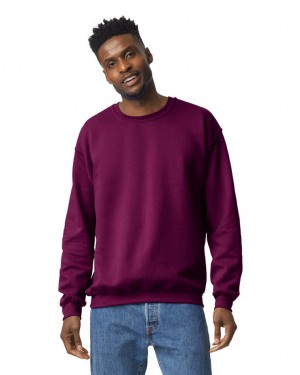 Men's Gildan 18000 Crewneck Sweatshirt Maroon | SBNR59713