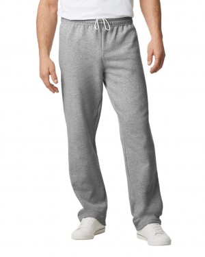 Men's Gildan 18400 Open Bottom Sweatpants Sport Grey | XAKZ14326