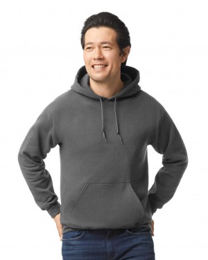 Men's Gildan 18500 Hoodie Sweatshirt Charcoal | ENIB47958