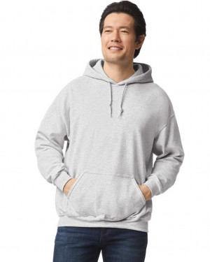 Men's Gildan 18500 Hoodie Sweatshirt Ash | VMFH42058