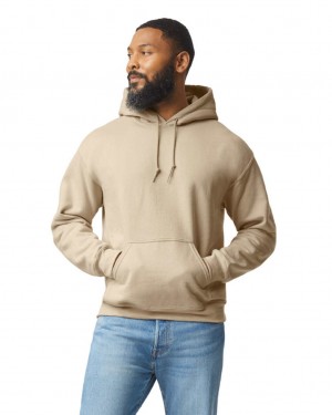 Men's Gildan 18500 Hoodie Sweatshirt Sand | TMIJ30172