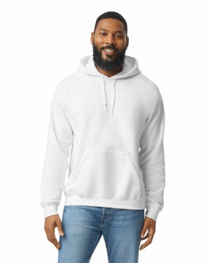 Men's Gildan 18500 Hoodie Sweatshirt White | RKUS26958