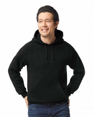 Men's Gildan 18500 Hoodie Sweatshirt Black | IHTS62703