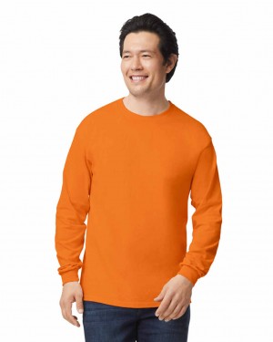 Men's Gildan 2400 Long Sleeve T-Shirts S Orange | TREZ20639