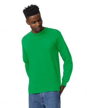 Men's Gildan 2400 Long Sleeve T-Shirts Irish Green | PUME07398