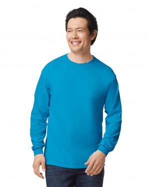 Men's Gildan 2400 Long Sleeve T-Shirts Sapphire | SQKC42739