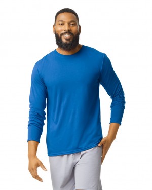 Men's Gildan 42400 Long Sleeve T-Shirts Royal | HQXY47915