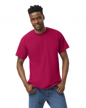 Men's Gildan 5000 T-Shirts Cardinal Red | ERSI53078