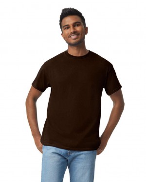 Men's Gildan 5000 T-Shirts Dark Chocolate | OZQY09483