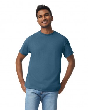 Men's Gildan 5000 T-Shirts Indigo Blue | TJRZ31485