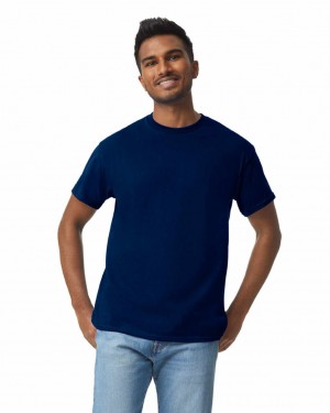 Men's Gildan 5000 T-Shirts Navy | RUGA72185