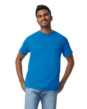 Men's Gildan 5000 T-Shirts Neon Blue | TSEV36418