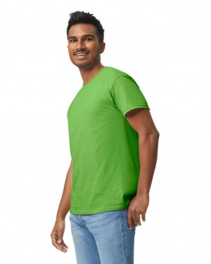 Men's Gildan 5000 T-Shirts Neon Green | PGRT46089