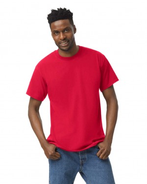 Men's Gildan 5000 T-Shirts Red | HVZQ01953