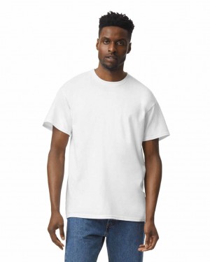 Men's Gildan 5000 T-Shirts White | UKTR73405