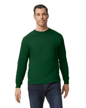 Men's Gildan 5400 Long Sleeve T-Shirts Forest Green | GWNL98123