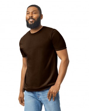 Men's Gildan 64000 T-Shirts Dark Chocolate | ZIMB14287