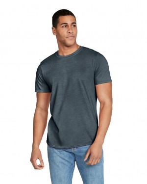 Men's Gildan 64000 T-Shirts Dark Heather | CZKE13548