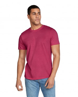 Men's Gildan 64000 T-Shirts Heather Cardinal | JXPL31594