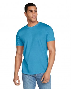 Men's Gildan 64000 T-Shirts Heather Sapphire | XNVL46027