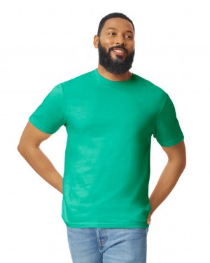 Men's Gildan 64000 T-Shirts Kelly Green | CWML85061