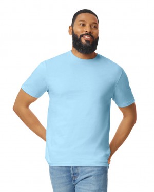 Men's Gildan 64000 T-Shirts Light Blue | RATJ98210