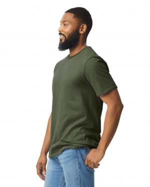 Men's Gildan 64000 T-Shirts Military Green | HJRX71054