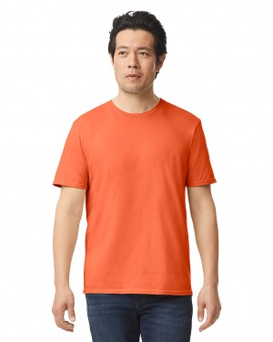 Men's Gildan 64000 T-Shirts Orange | IUBR91065