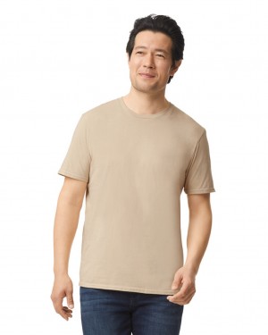 Men's Gildan 64000 T-Shirts Sand | TFSD17625