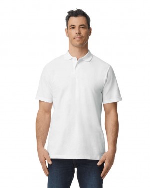 Men's Gildan 64800 Pique Polo White | QHRK38901