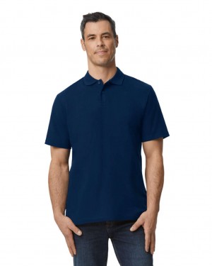 Men's Gildan 64800 Pique Polo Navy | TZYA06943