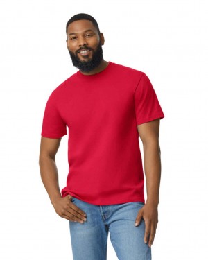 Men's Gildan 65000 Midweight T-Shirts Red | GOAF87149