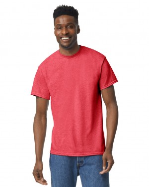 Men's Gildan 8000 T-Shirts Heather Sport Scarlet Red | ORNZ26315