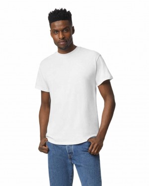 Men's Gildan 8000 T-Shirts White | HURK25647