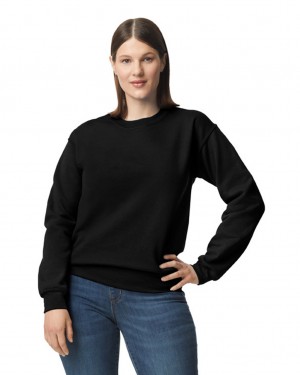 Women's Gildan 12000 Crewneck Sweatshirt Black | MIJO83501