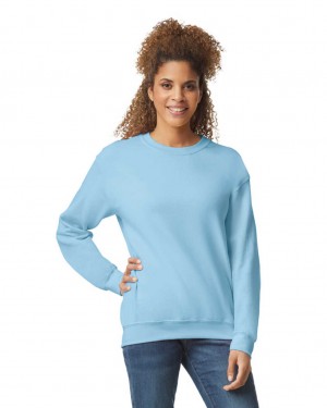 Women's Gildan 18000 Crewneck Sweatshirt Light Blue | ZQRE39584