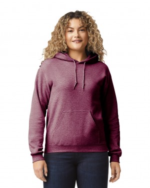 Women's Gildan 18500 Hoodie Heather Sport Dark Maroon | LTBH57439