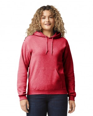 Women's Gildan 18500 Hoodie Heather Sport Scarlet Red | HWOB78360