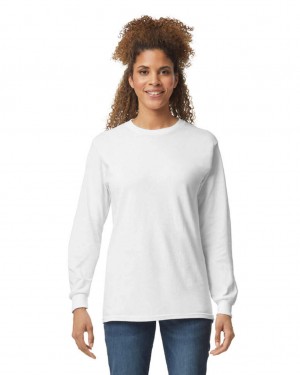 Women's Gildan 2400 Long Sleeve T-Shirts White | PLBI78946