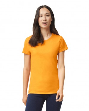 Women's Gildan 5000L T-Shirts Gold | RFDP19267