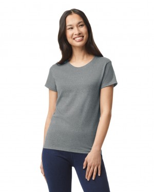 Women's Gildan 5000L T-Shirts Graphite Heather | OMFX48203