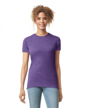 Women's Gildan 64000L T-Shirts Heather Purple | IJQB89574