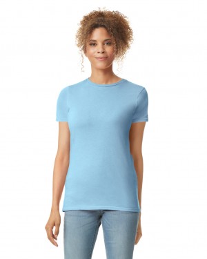 Women's Gildan 64000L T-Shirts Light Blue | VJDA14573