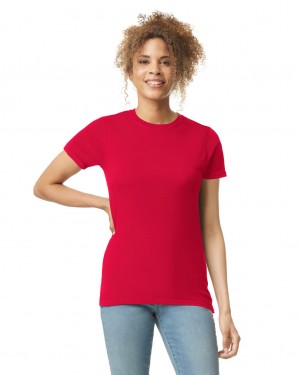 Women's Gildan 64000L T-Shirts Red | XJVB41632