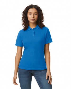 Women's Gildan 64800L Pique Polo Royal | EDMV03127