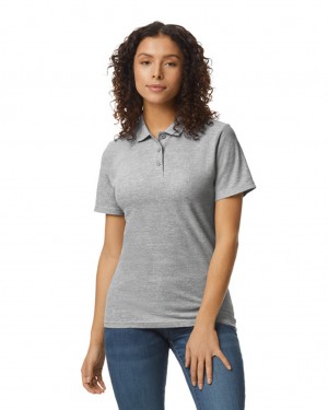 Women's Gildan 64800L Pique Polo Ring Spun Sport Grey | XLGA46390