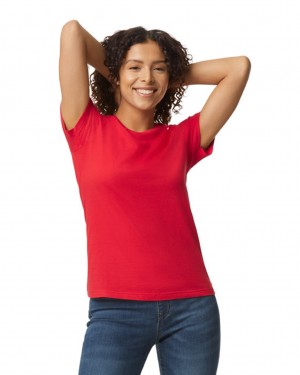 Women's Gildan 65000L Midweight T-Shirts Red | IHEA58241