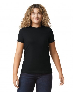 Women's Gildan 67000L CVC T-Shirts Pitch Black | UNPQ76143